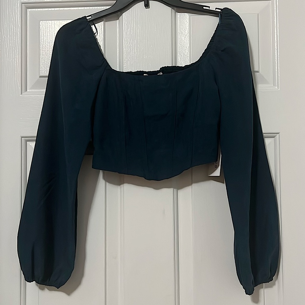 Turquoise Off the Shoulder Crop Top